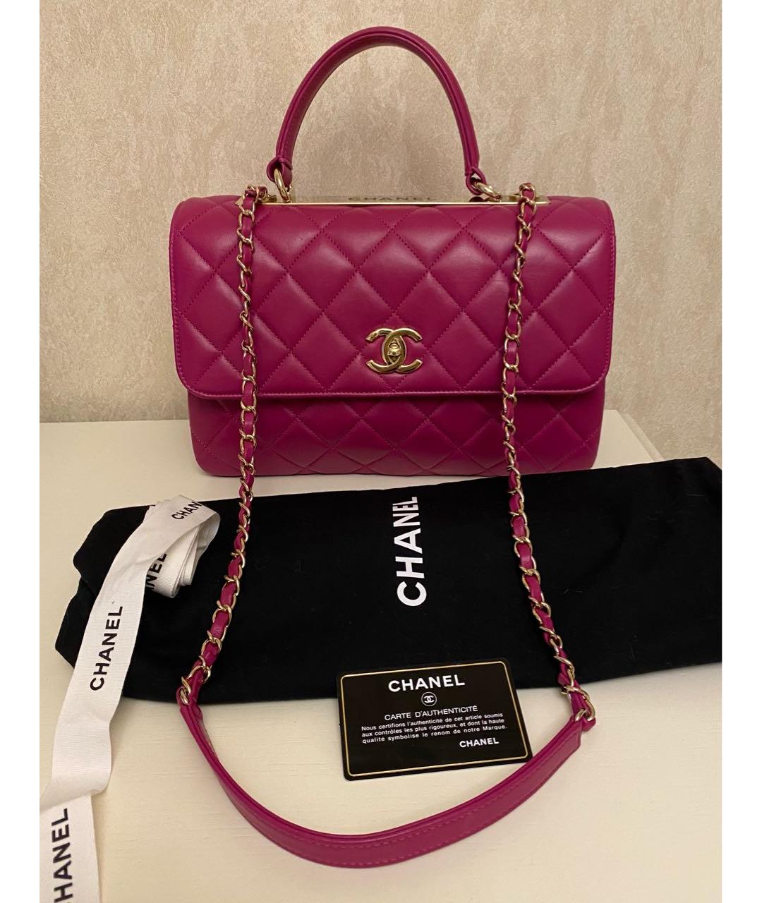 CHANEL PRE-OWNED Розовая кожаная сумка с короткими ручками, фото 9