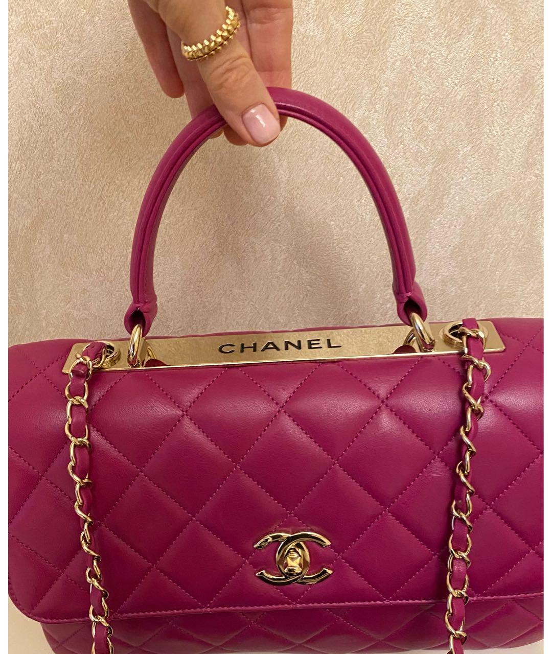 CHANEL PRE-OWNED Розовая кожаная сумка с короткими ручками, фото 6