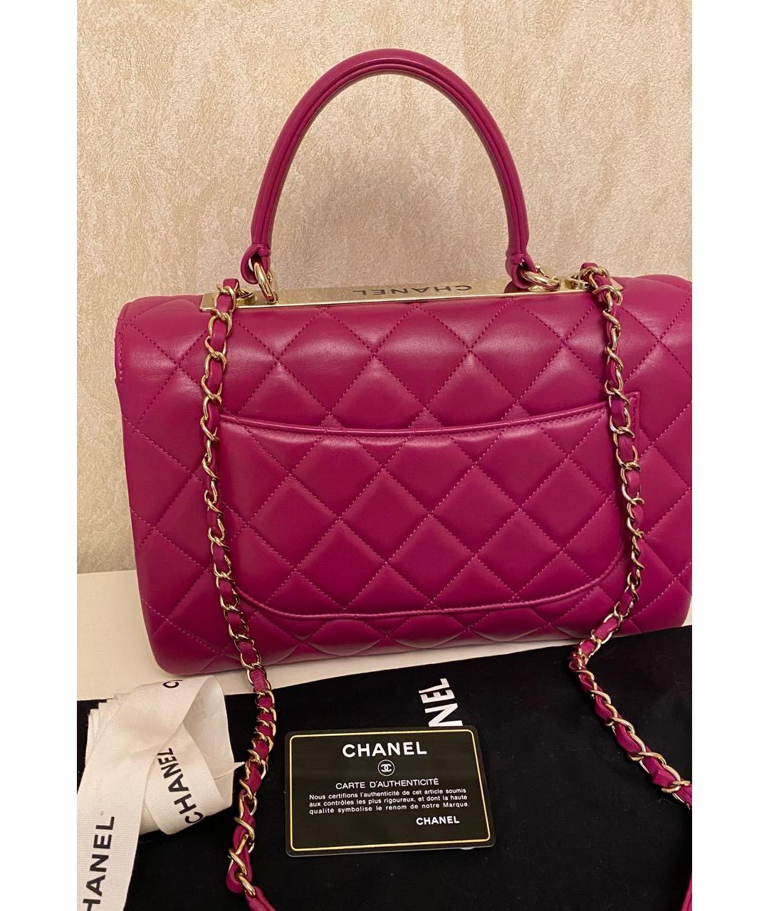 CHANEL PRE-OWNED Розовая кожаная сумка с короткими ручками, фото 2