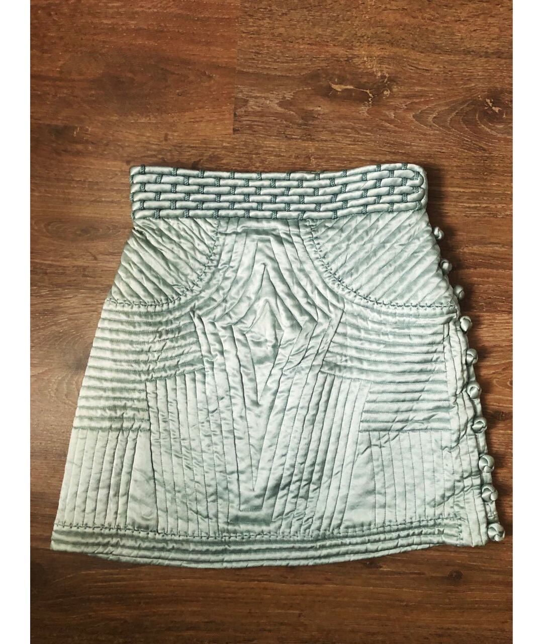 MALO Салатовая шелковая юбка мини, фото 9