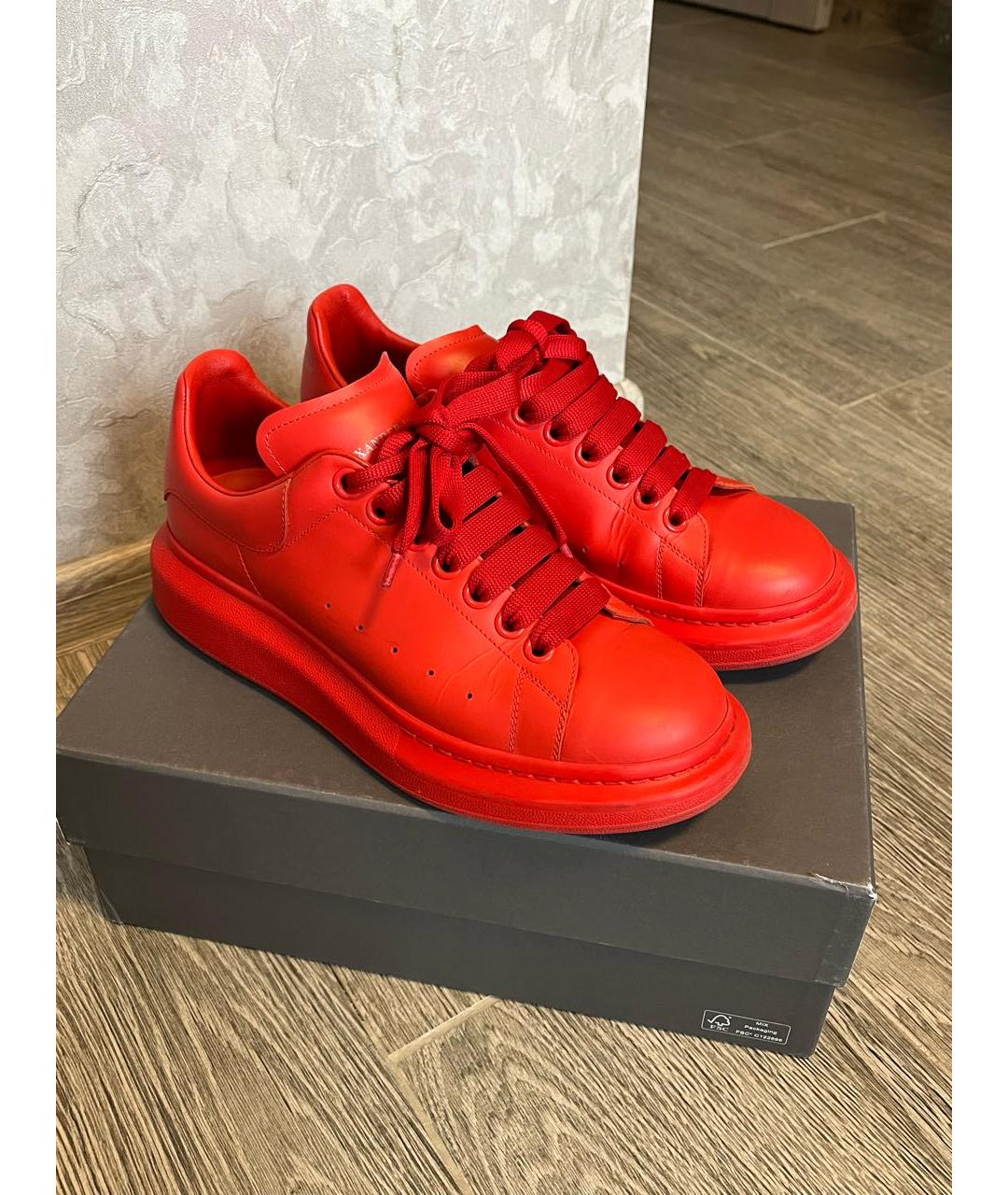 ALEXANDER MCQUEEN Красные кожаные низкие кроссовки / кеды, фото 2