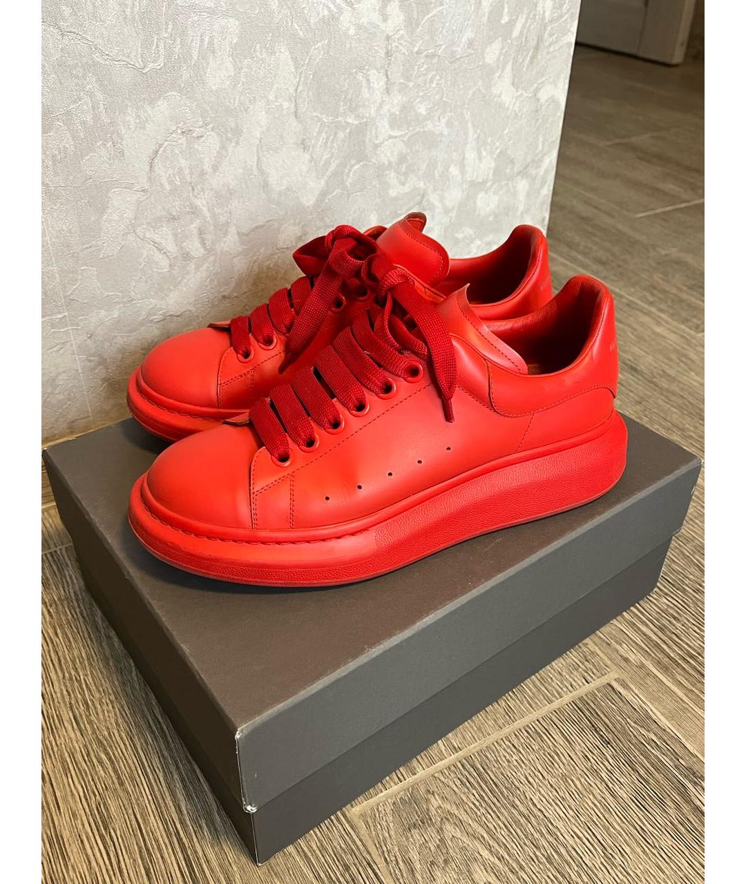 ALEXANDER MCQUEEN Красные кожаные низкие кроссовки / кеды, фото 8