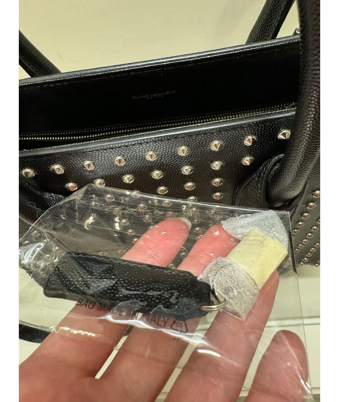 SAINT LAURENT Черная кожаная сумка через плечо, фото 5