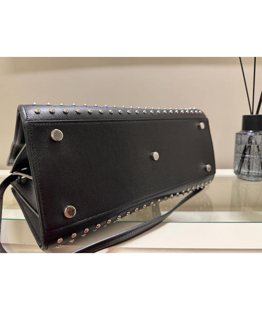 SAINT LAURENT Черная кожаная сумка через плечо, фото 2