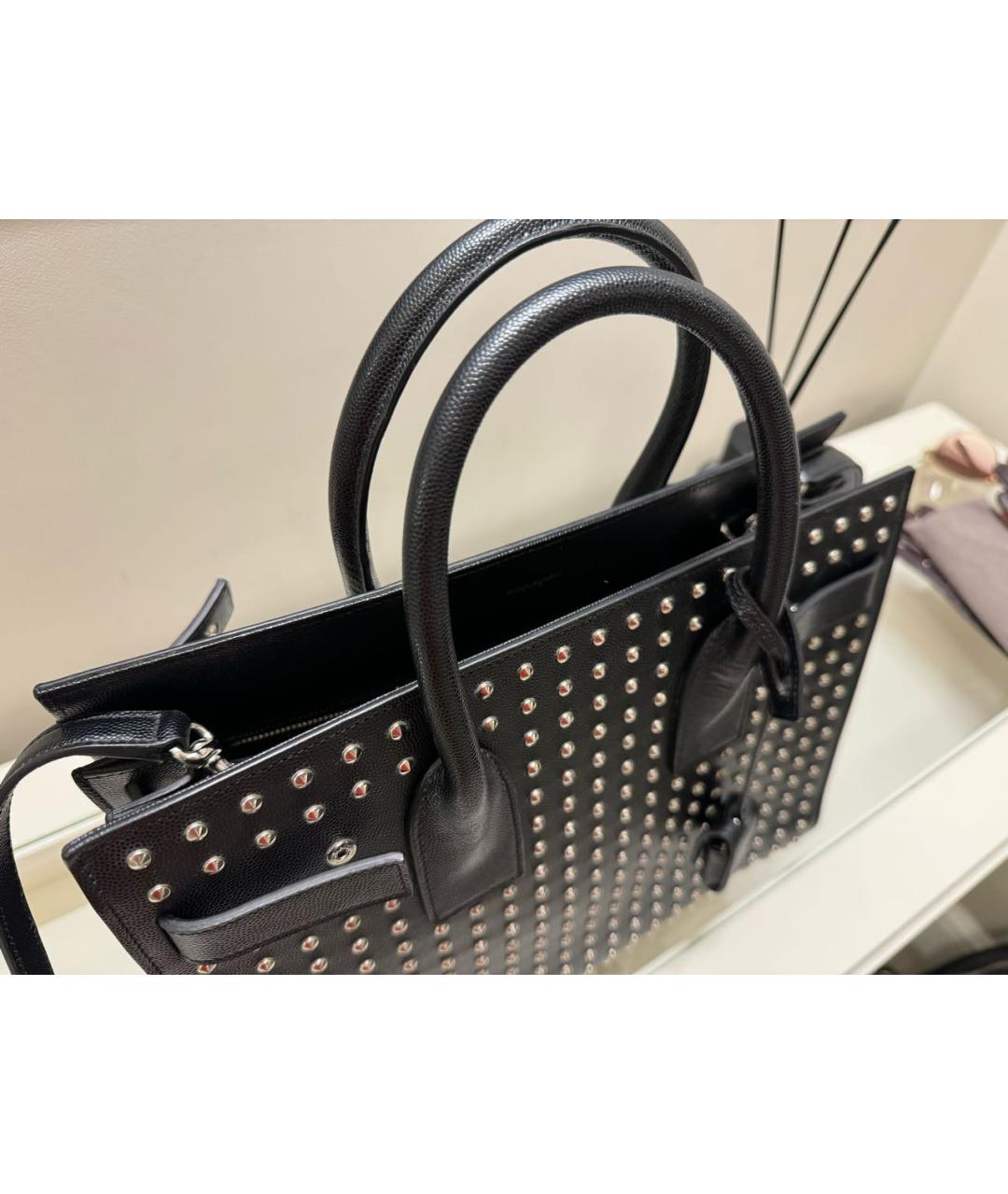 SAINT LAURENT Черная кожаная сумка через плечо, фото 3