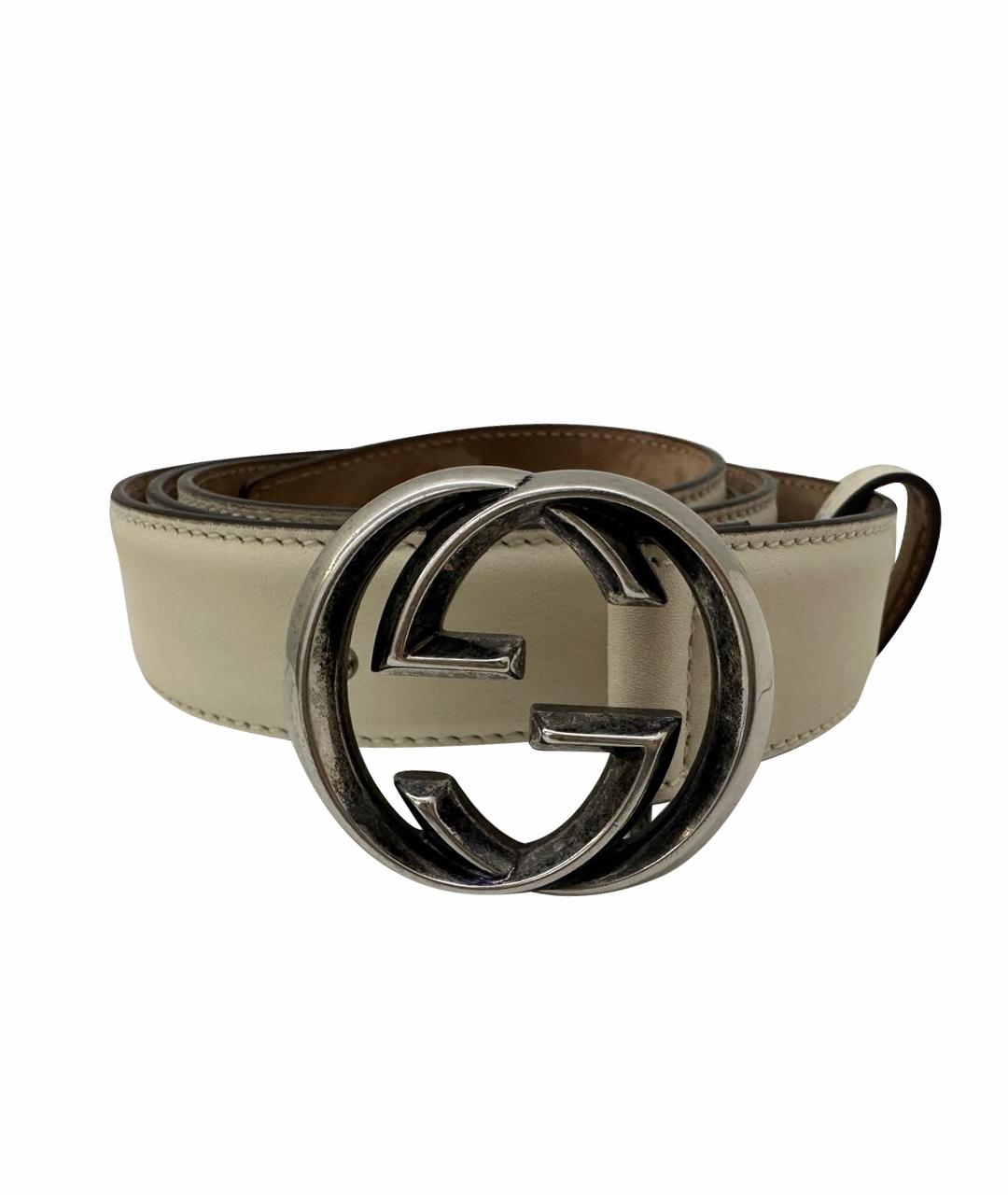 GUCCI Бежевый кожаный ремень, фото 1