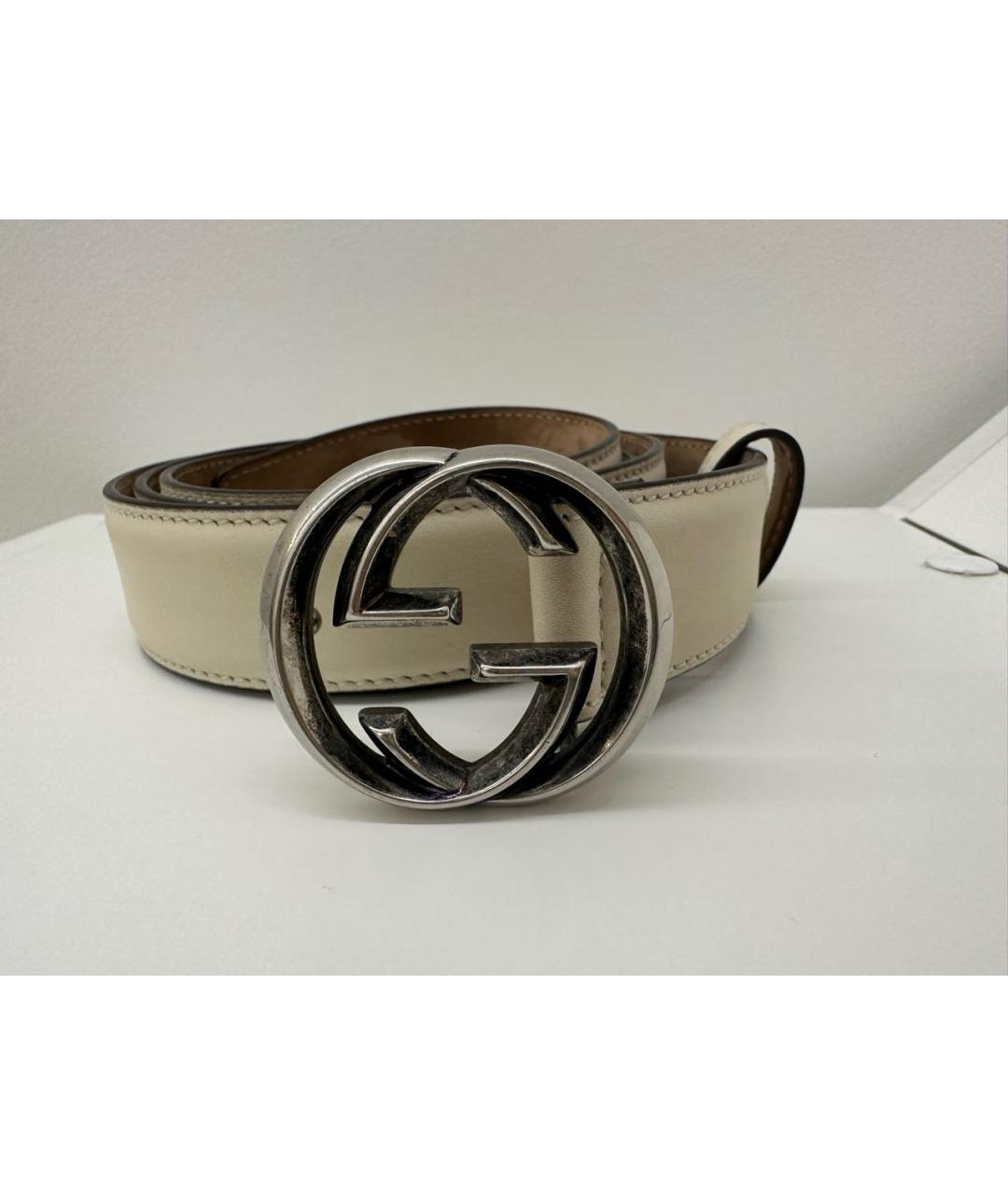 GUCCI Бежевый кожаный ремень, фото 4