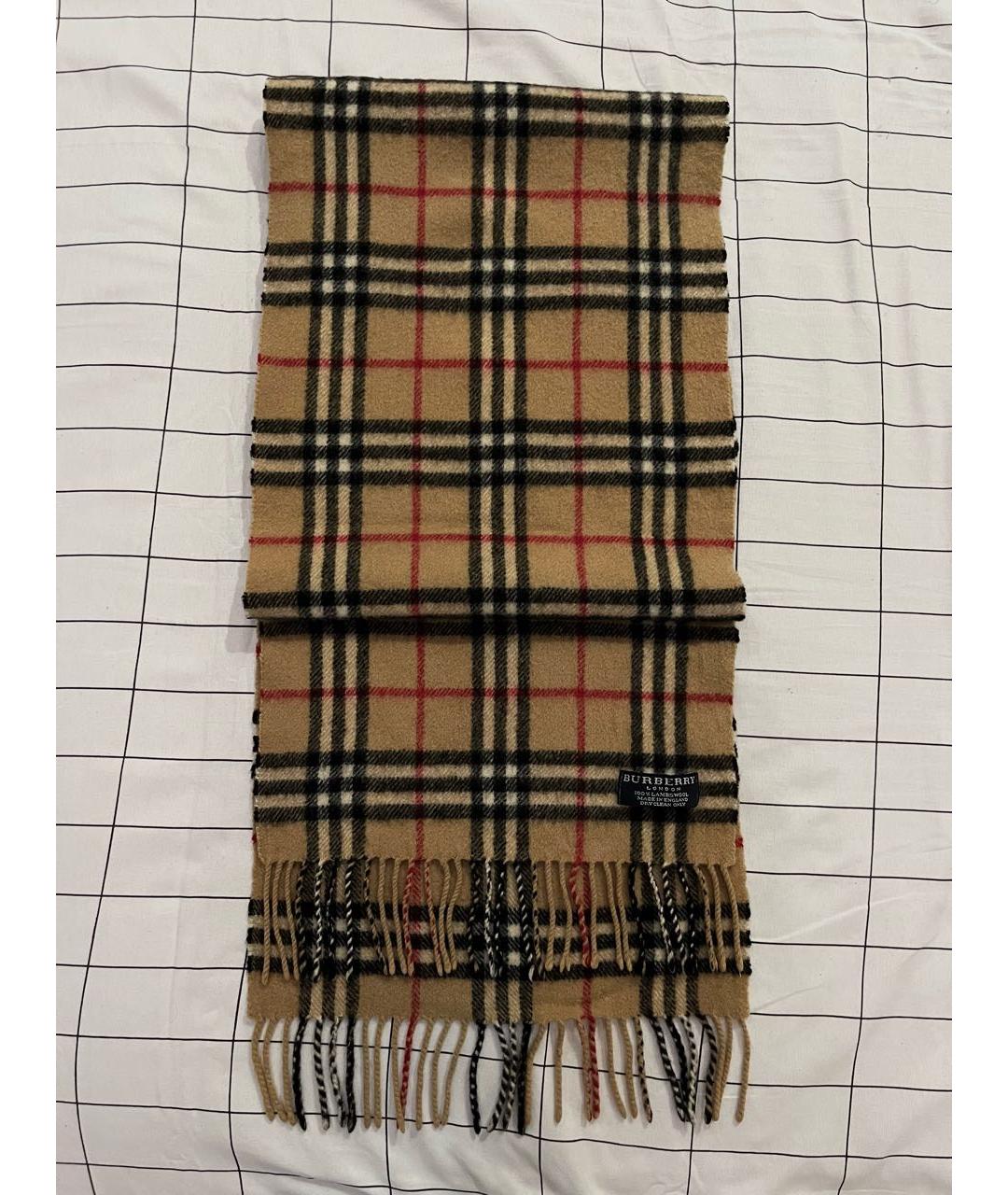 BURBERRY Бежевый шерстяной шарф, фото 7