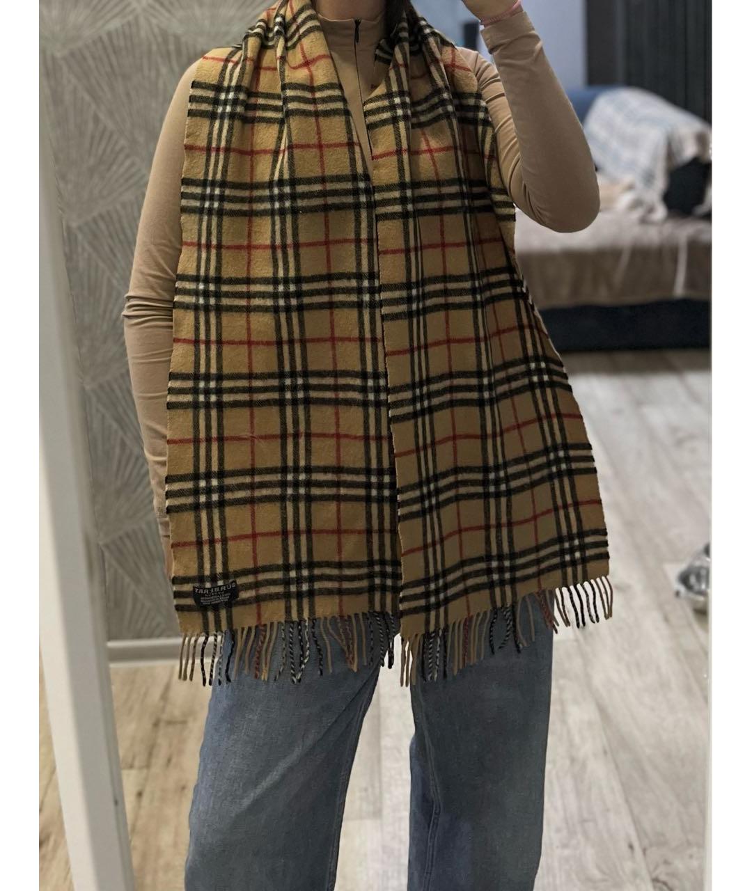 BURBERRY Бежевый шерстяной шарф, фото 6