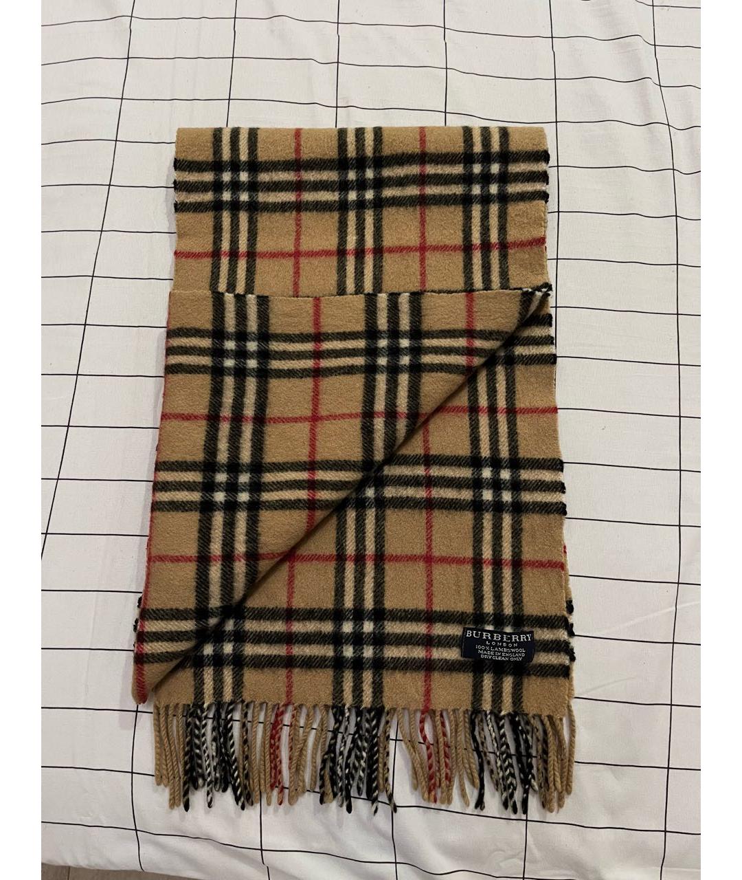 BURBERRY Бежевый шерстяной шарф, фото 2
