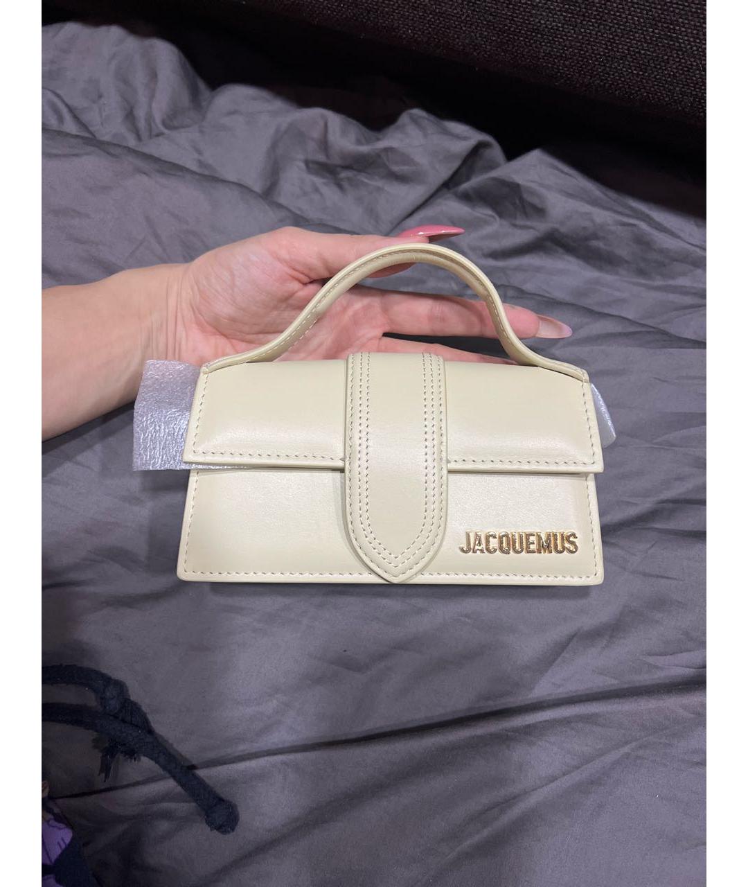 JACQUEMUS Бежевая кожаная сумка с короткими ручками, фото 7