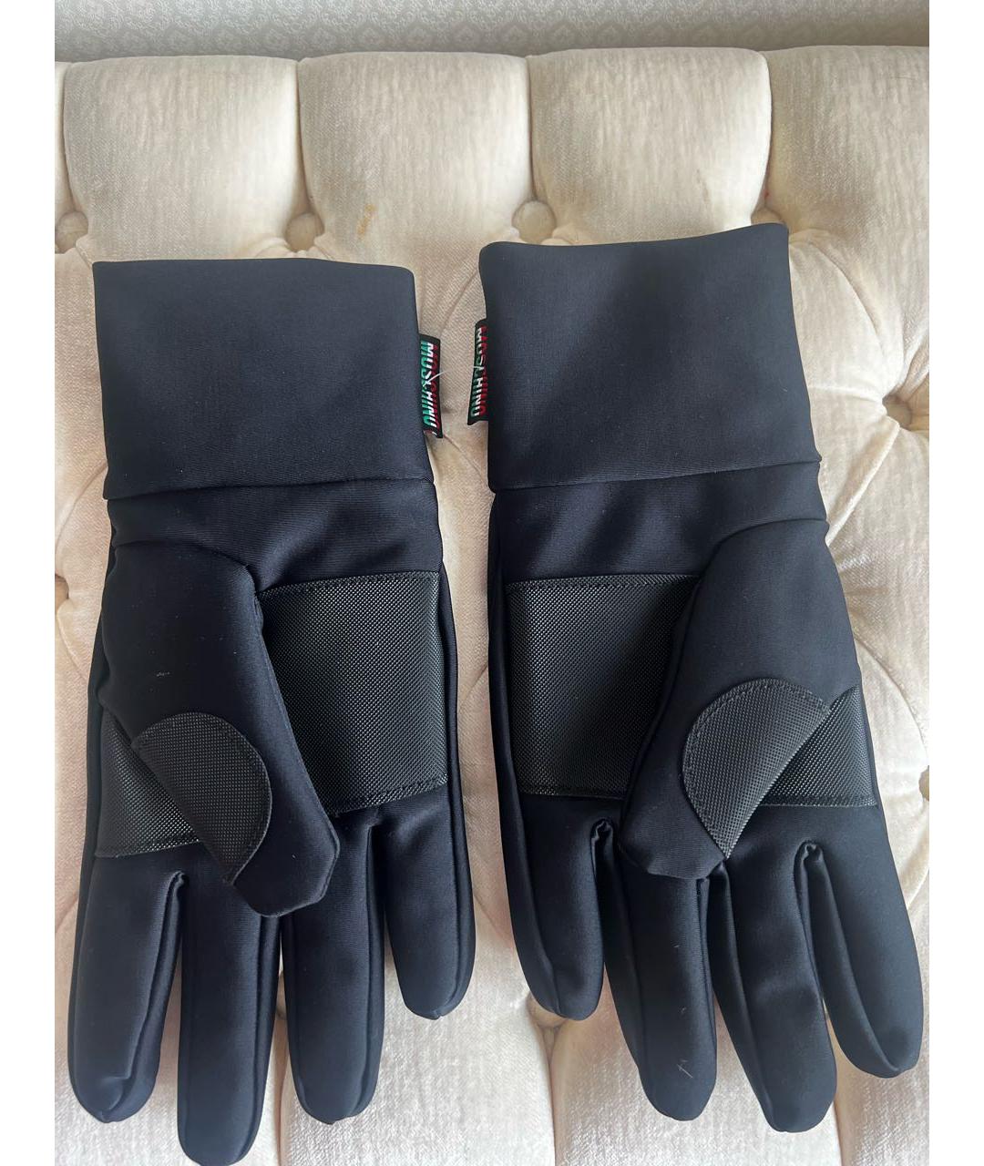 MOSCHINO Черные синтетические перчатки, фото 2