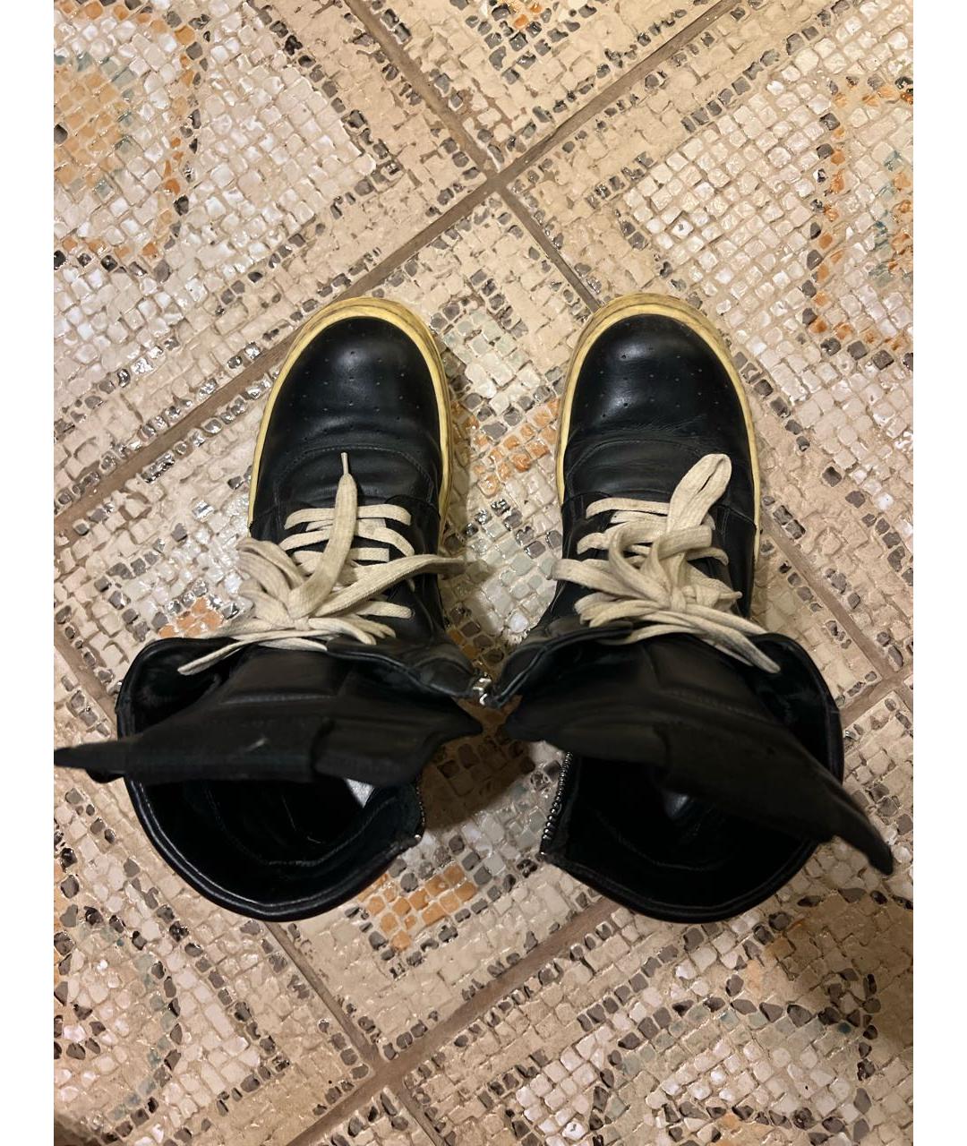 RICK OWENS Черные кожаные кеды, фото 3