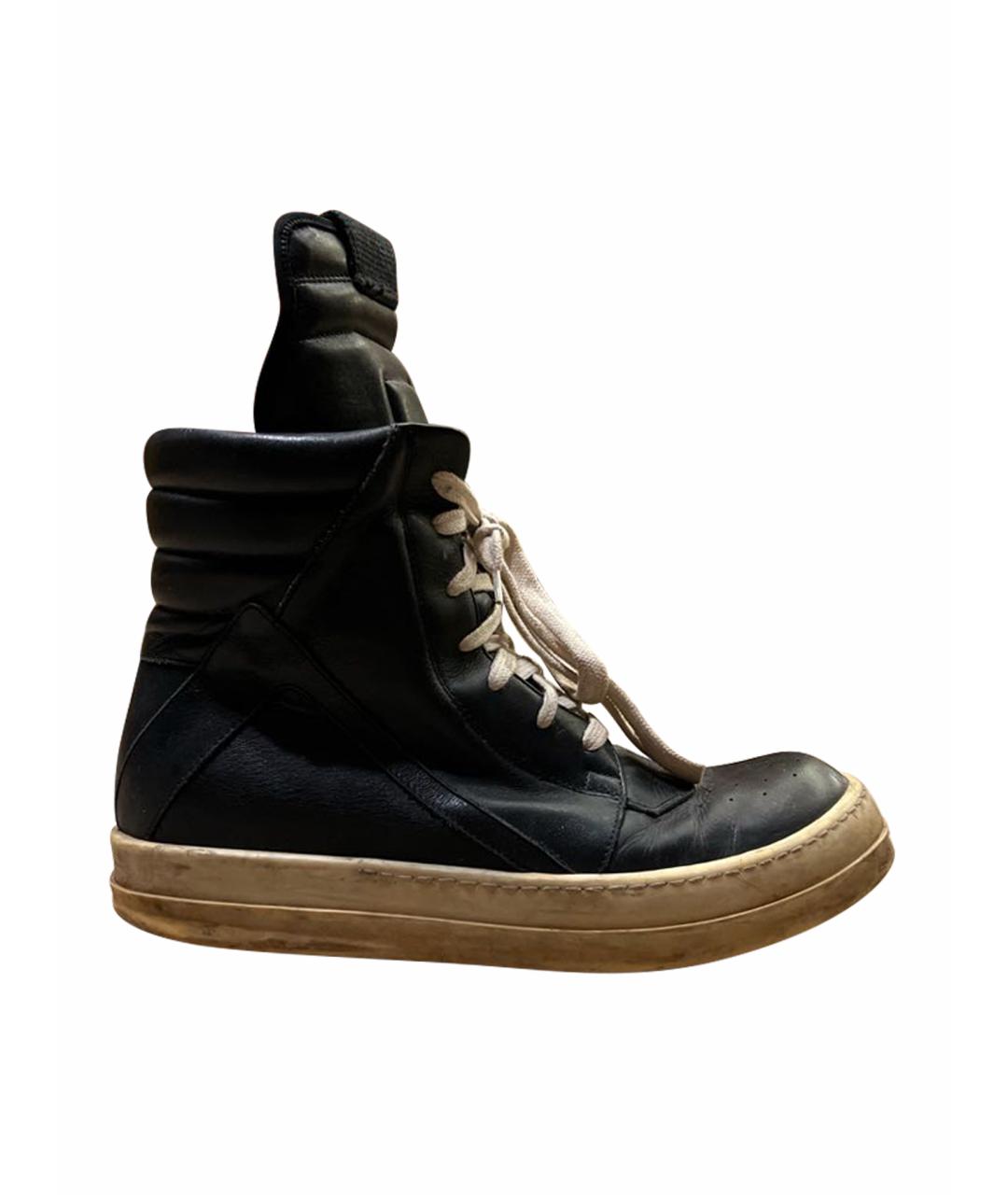 RICK OWENS Черные кожаные кеды, фото 1