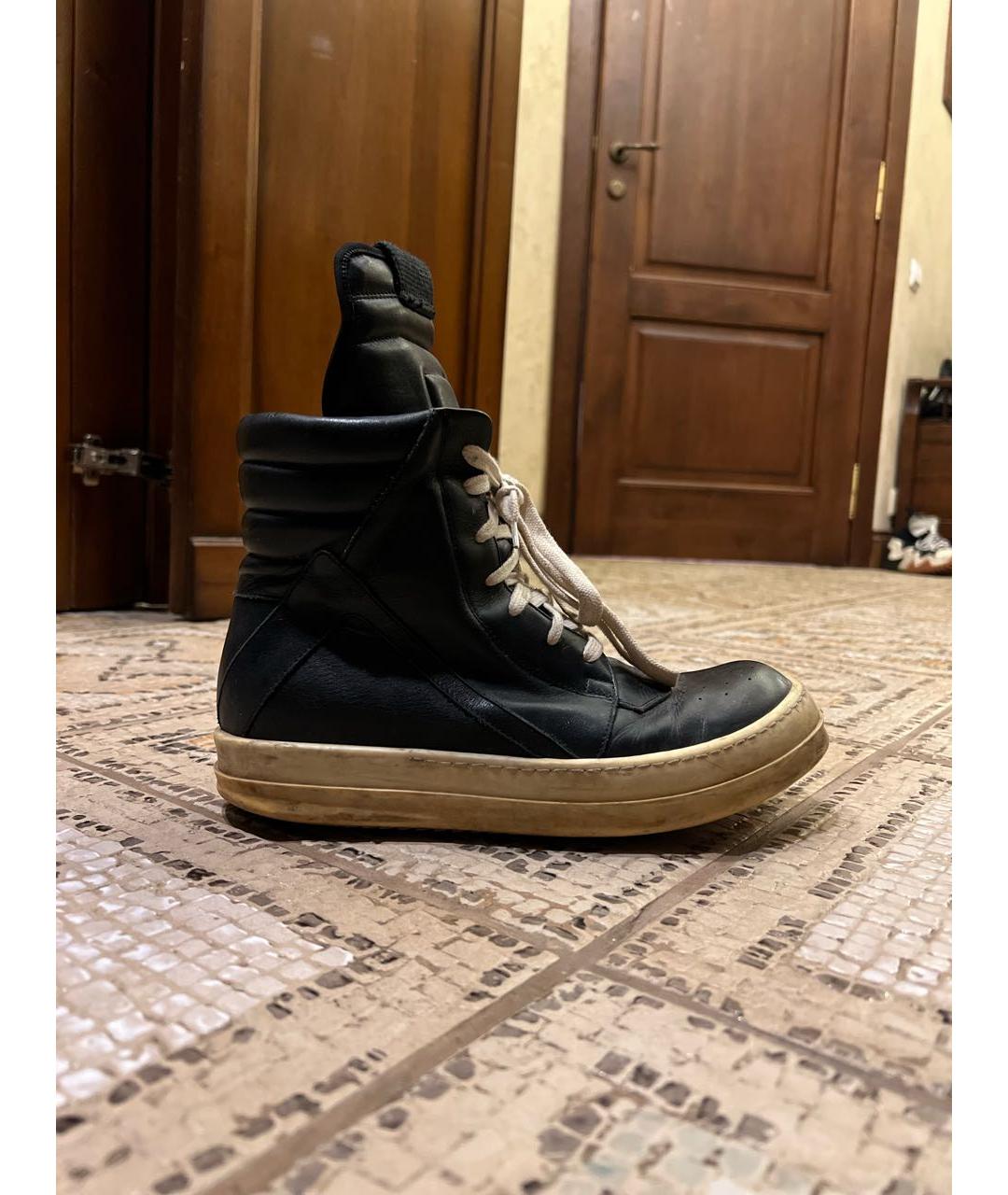 RICK OWENS Черные кожаные кеды, фото 7