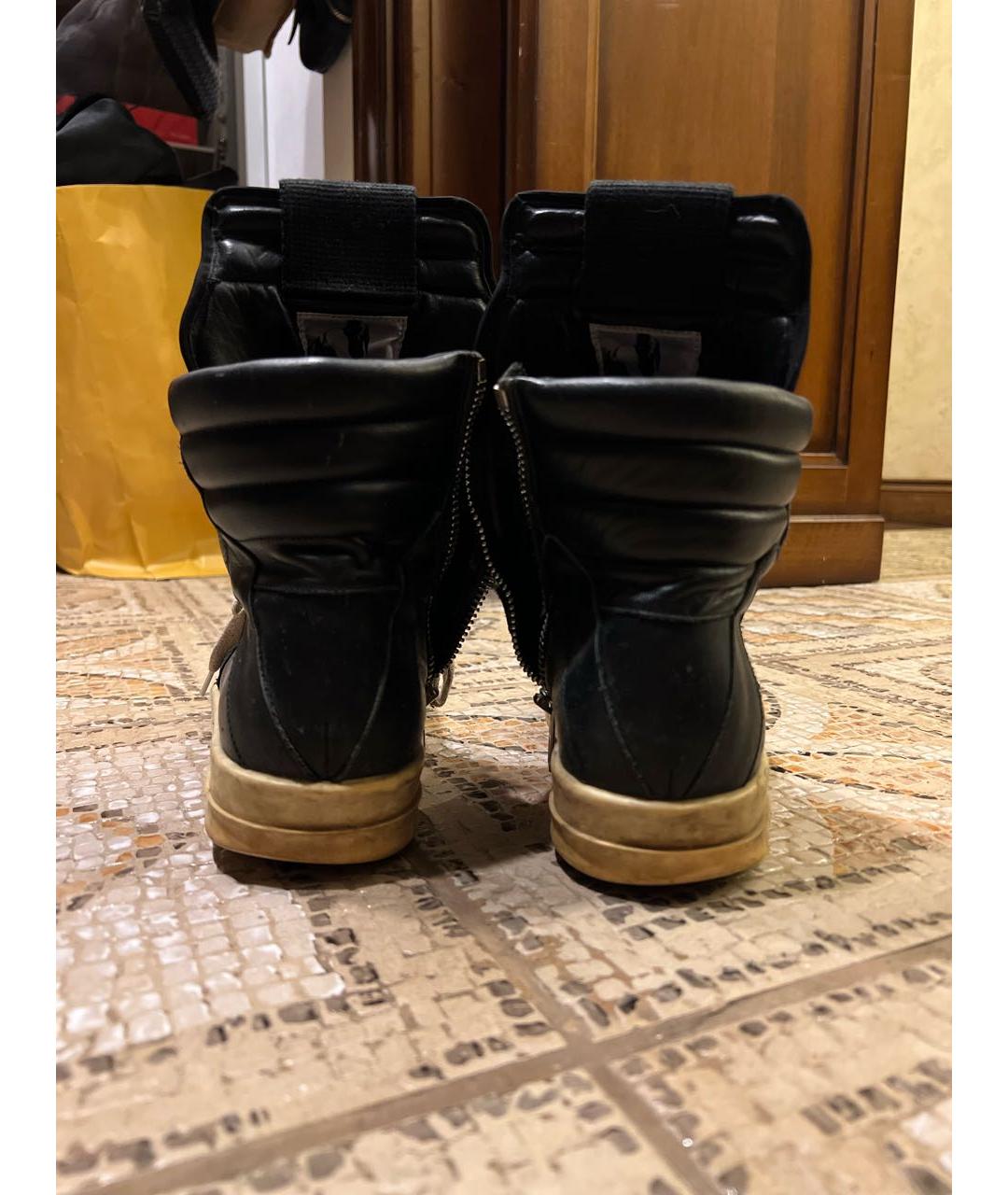 RICK OWENS Черные кожаные кеды, фото 4