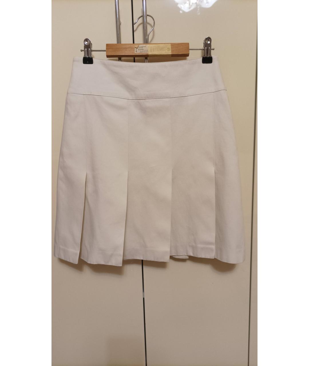 BURBERRY Белая хлопковая юбка мини, фото 2