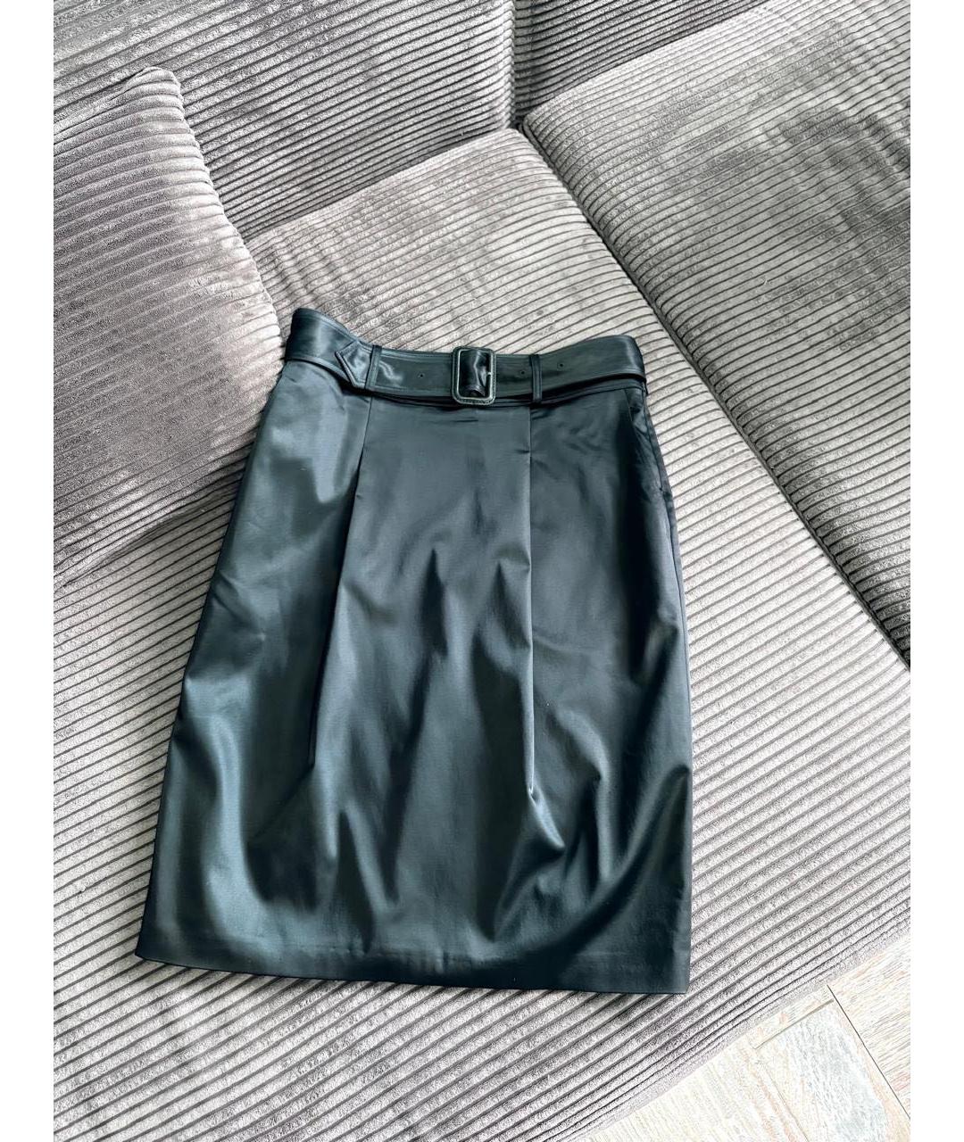 BURBERRY Черная хлопковая юбка миди, фото 4