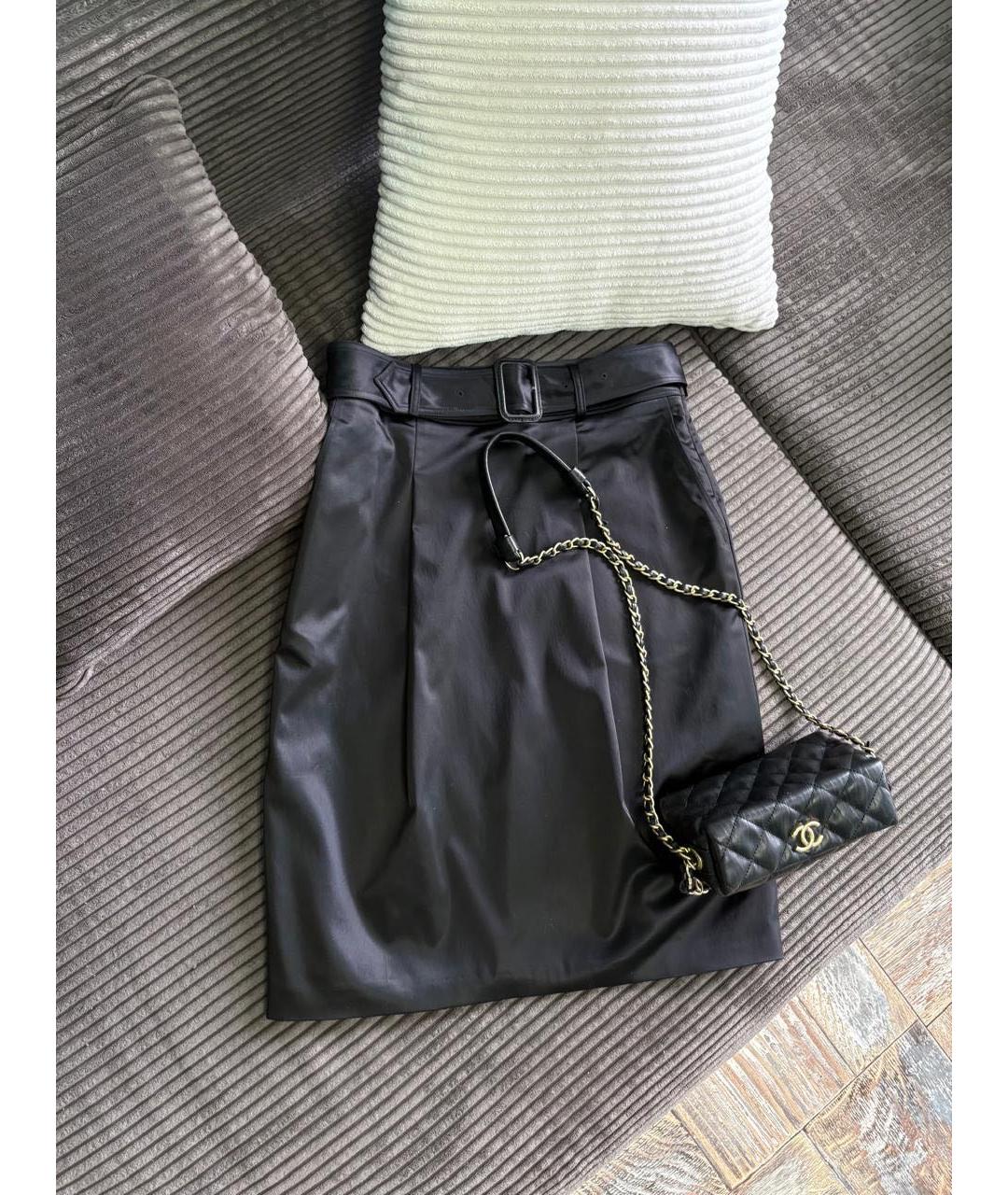 BURBERRY Черная хлопковая юбка миди, фото 6