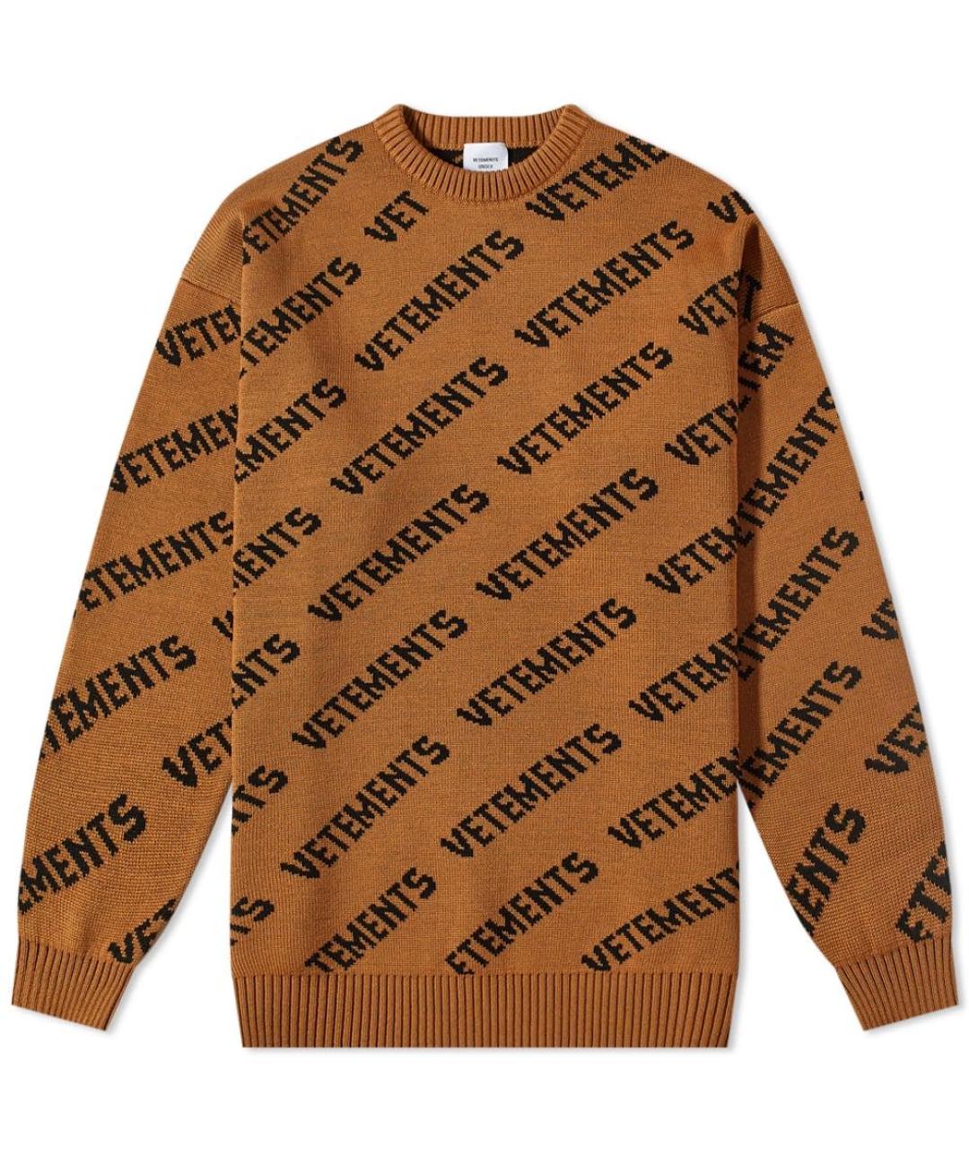 VETEMENTS Коричневый шерстяной джемпер / свитер, фото 1