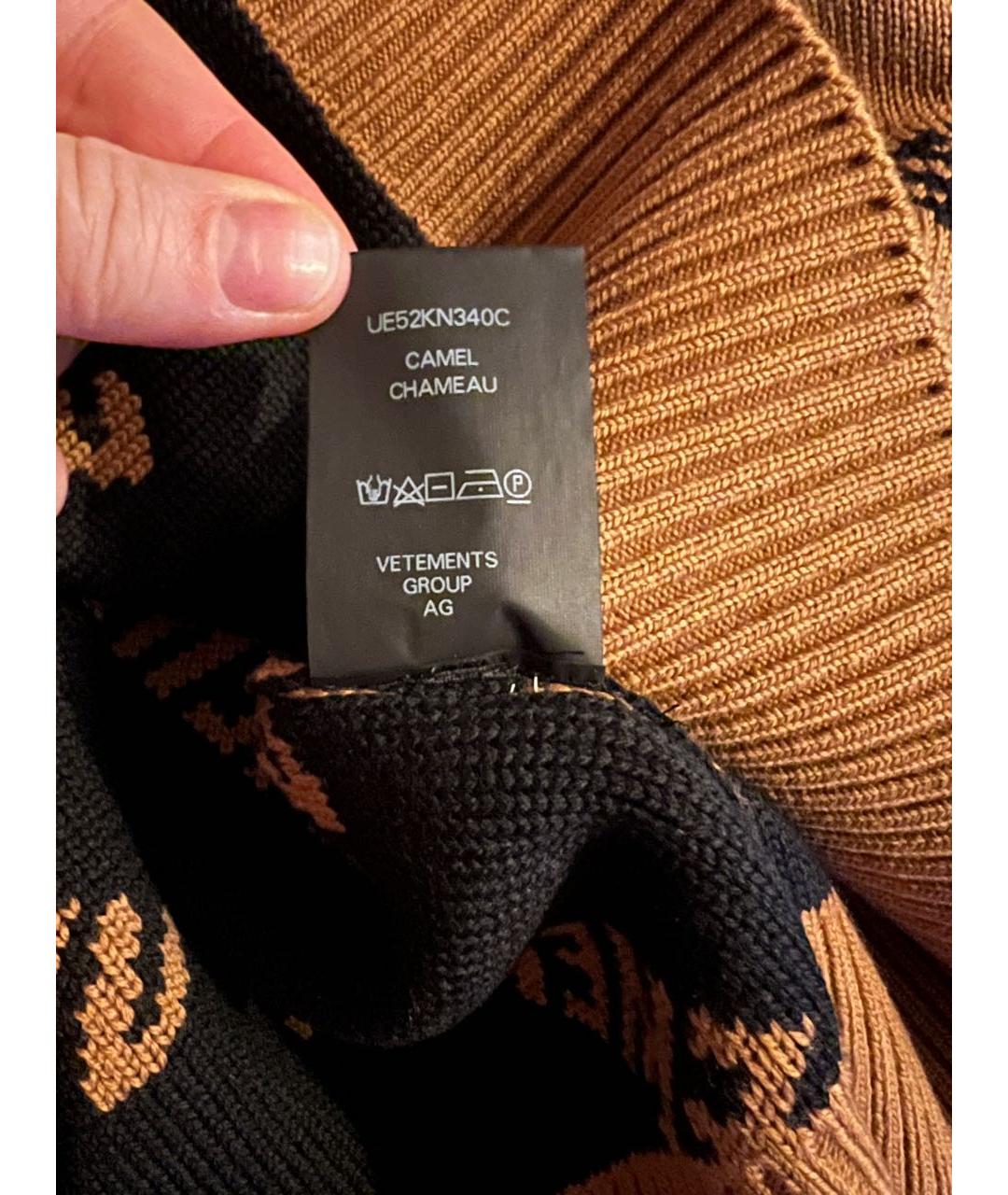 VETEMENTS Коричневый шерстяной джемпер / свитер, фото 7
