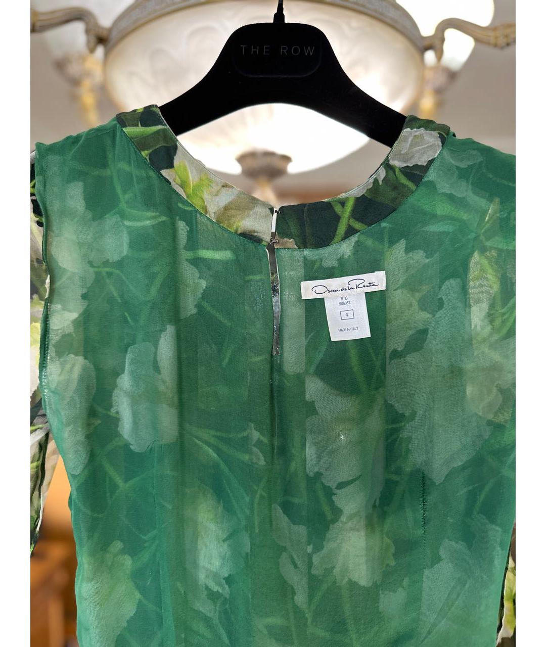 OSCAR DE LA RENTA Зеленые шелковое коктейльное платье, фото 3