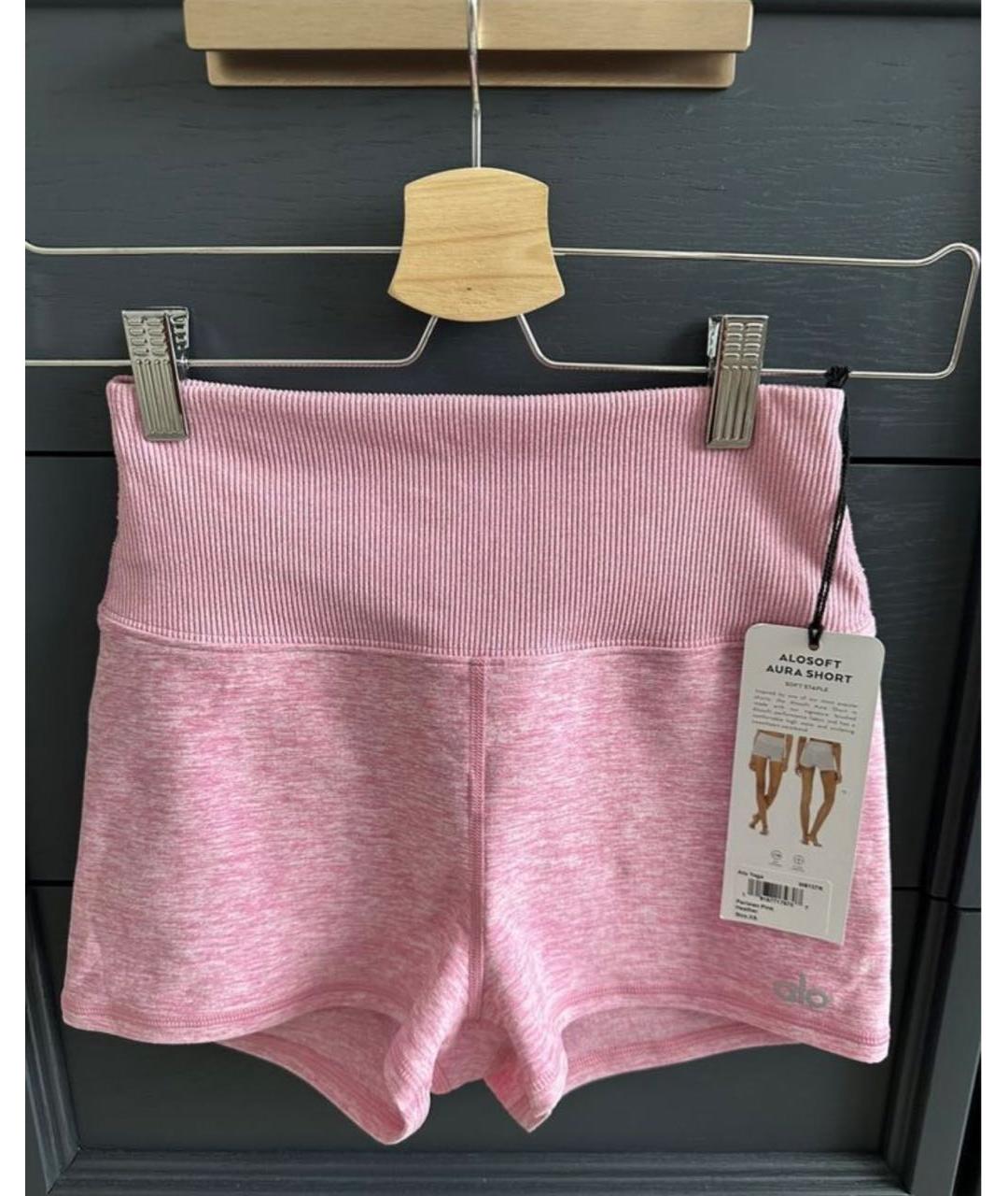 ALO YOGA Розовые полиэстеровые спортивные брюки и шорты, фото 4