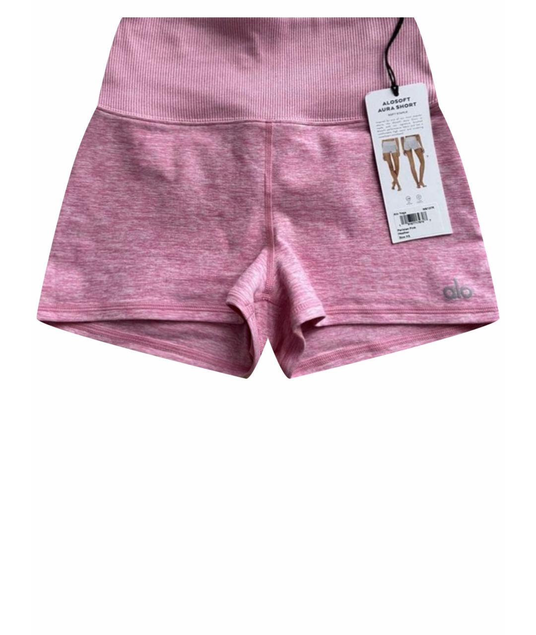 ALO YOGA Розовые полиэстеровые спортивные брюки и шорты, фото 1