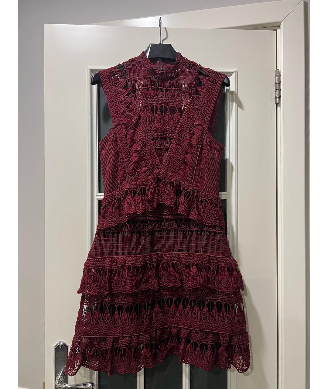 SELF-PORTRAIT Бордовое полиамидовое коктейльное платье, фото 6