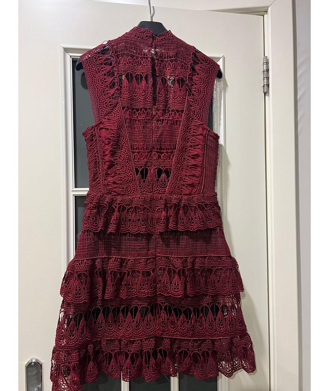SELF-PORTRAIT Бордовое полиамидовое коктейльное платье, фото 2