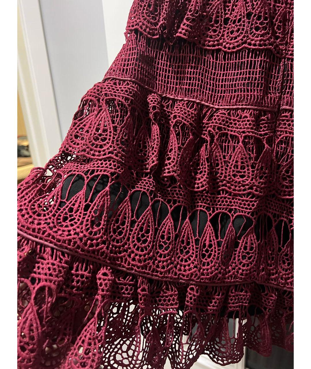 SELF-PORTRAIT Бордовое полиамидовое коктейльное платье, фото 3