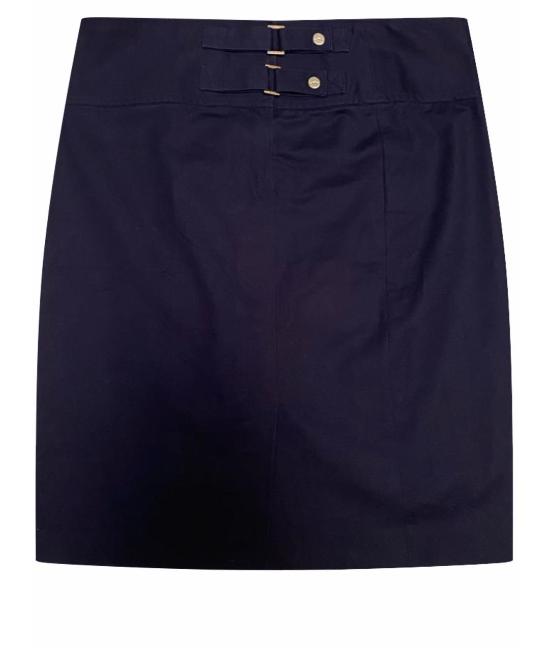 RALPH LAUREN COLLECTION Темно-синяя хлопко-эластановая юбка миди, фото 1