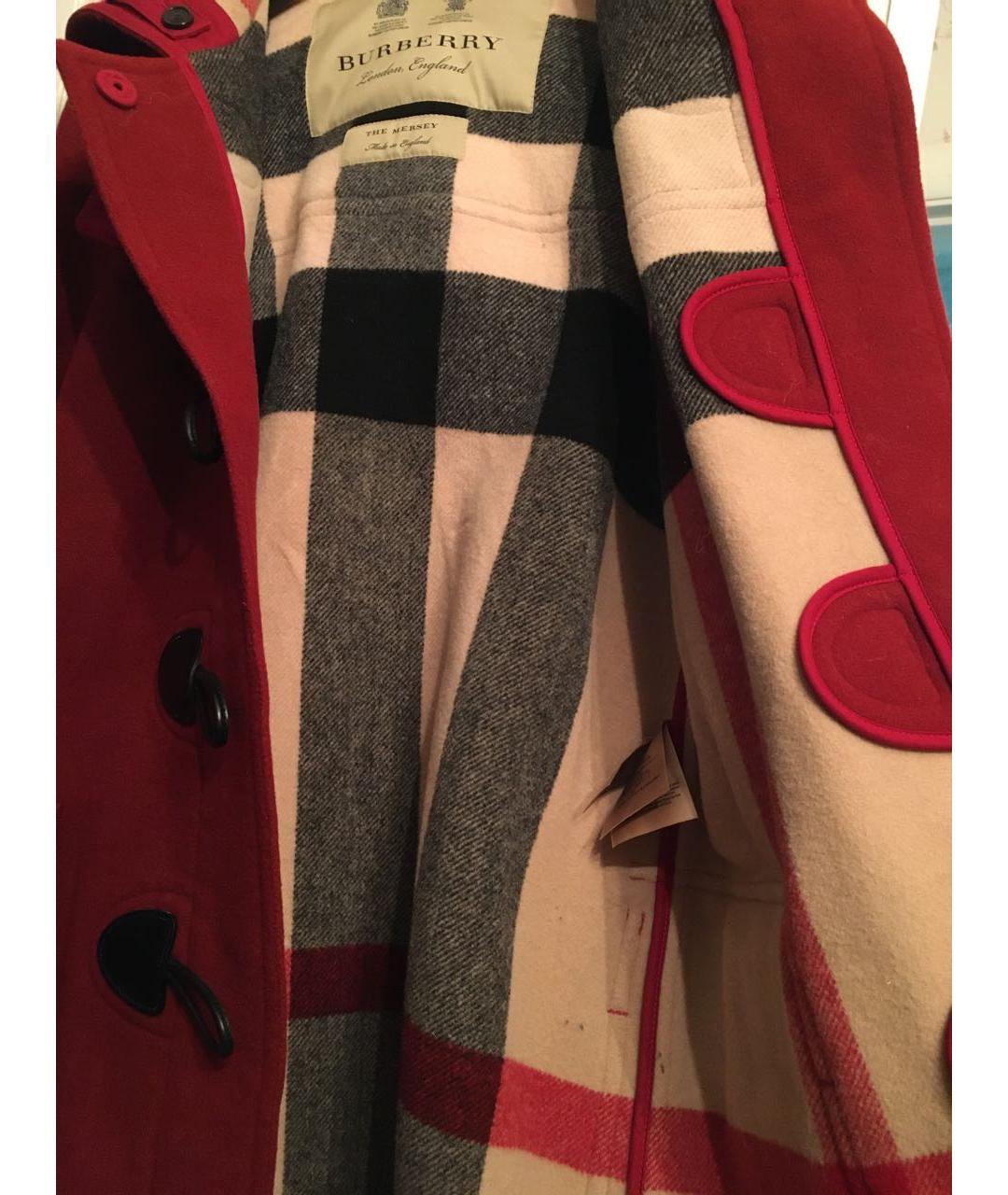 BURBERRY Бордовое шерстяное пальто, фото 7