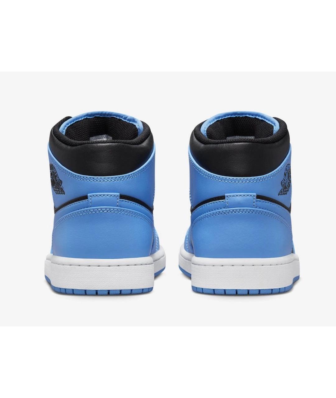 JORDAN Голубые кожаные высокие кроссовки / кеды, фото 4
