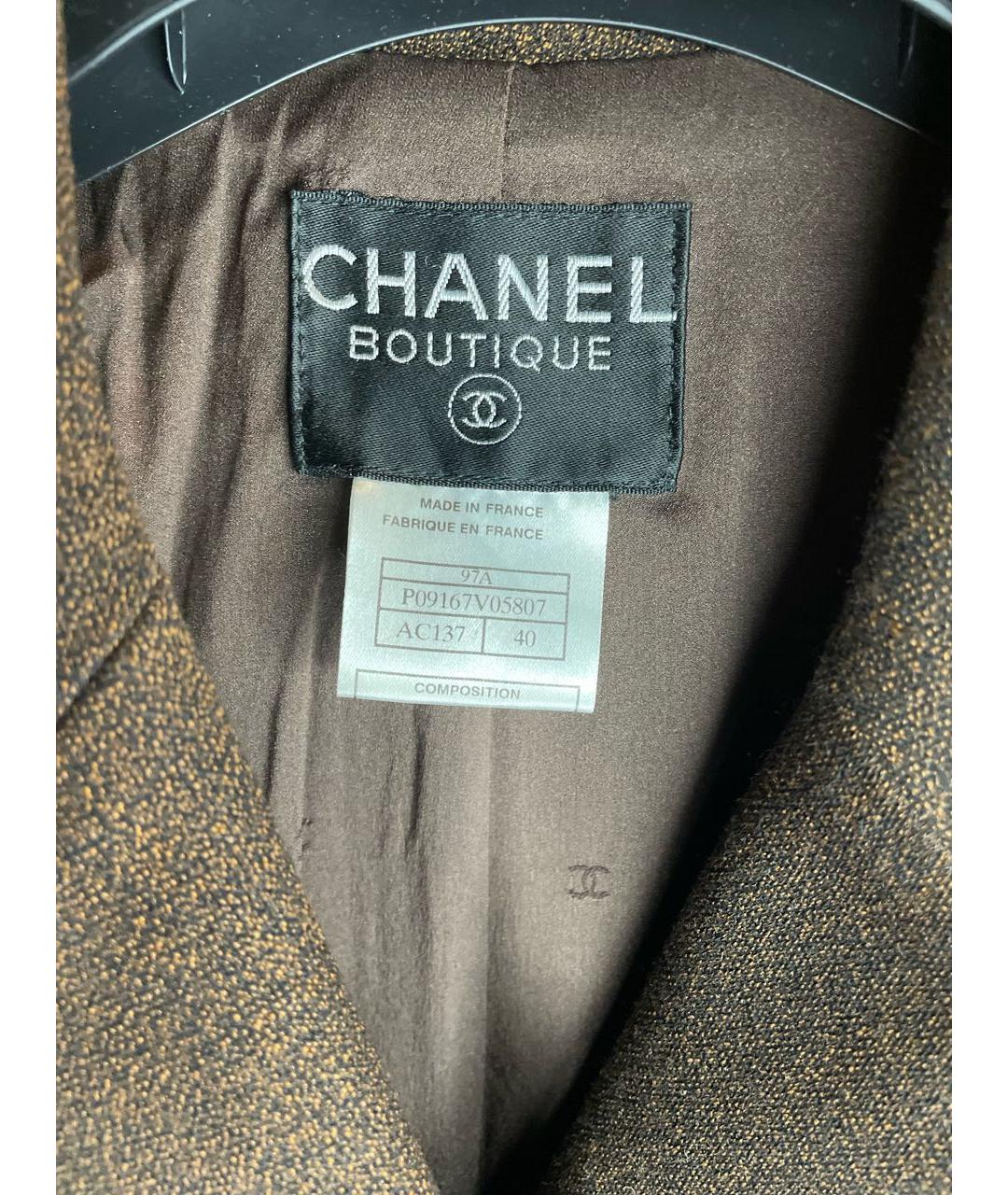 CHANEL PRE-OWNED Коричневый шерстяной жакет/пиджак, фото 5