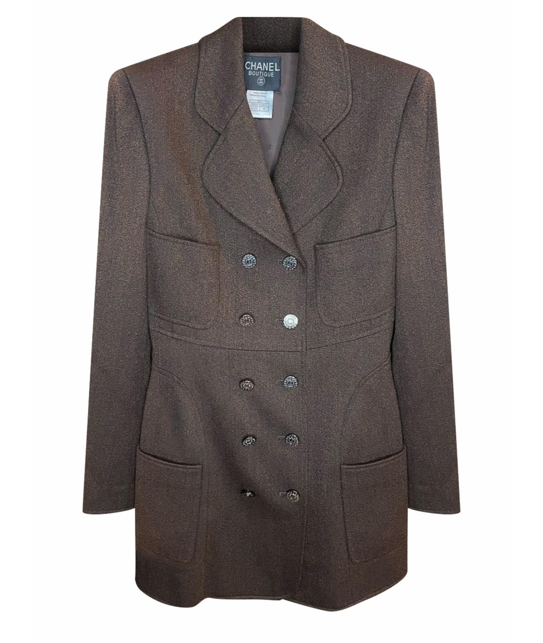 CHANEL PRE-OWNED Коричневый шерстяной жакет/пиджак, фото 1