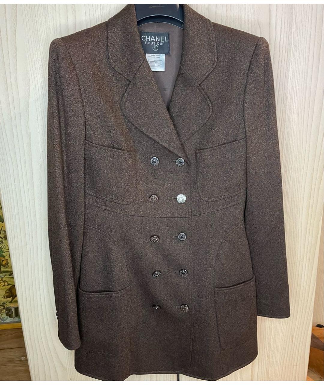 CHANEL PRE-OWNED Коричневый шерстяной жакет/пиджак, фото 9