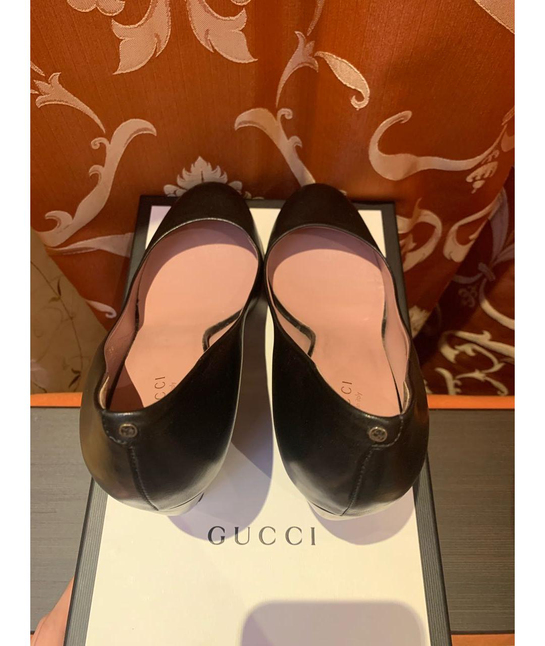 GUCCI Черные кожаные туфли, фото 2