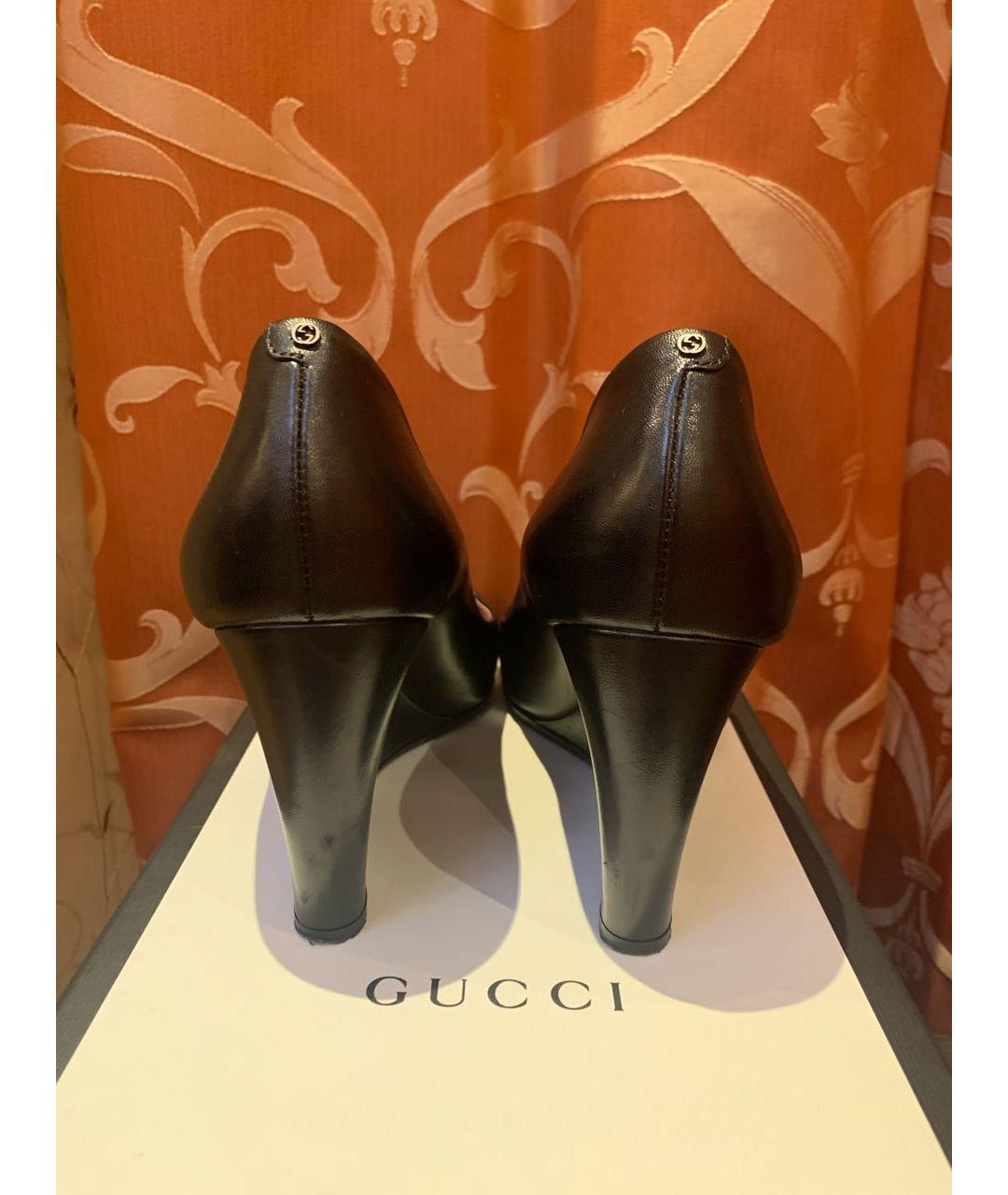 GUCCI Черные кожаные туфли, фото 3