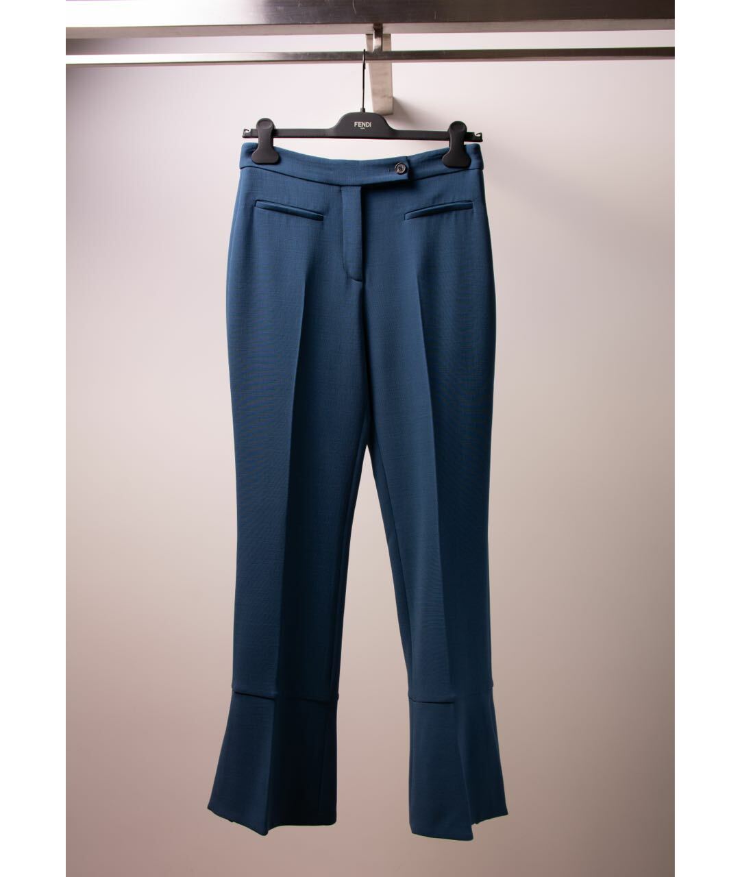 FENDI Синие шерстяные брюки широкие, фото 5