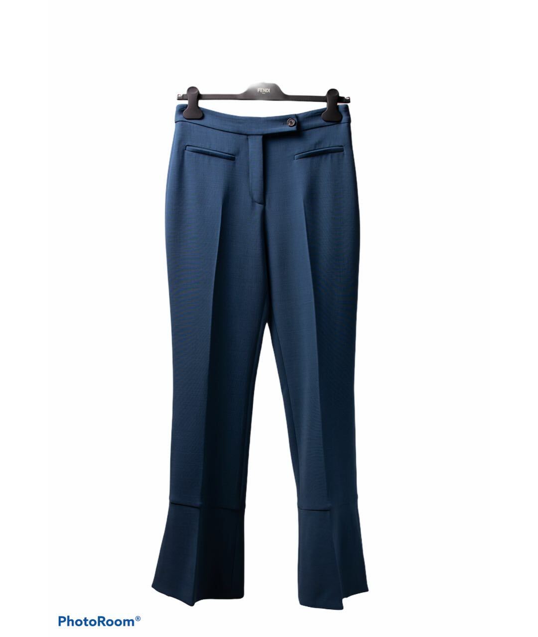 FENDI Синие шерстяные брюки широкие, фото 6