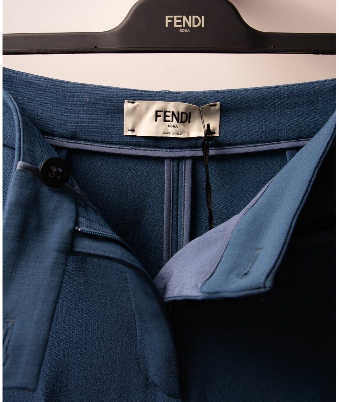 FENDI Синие шерстяные брюки широкие, фото 3