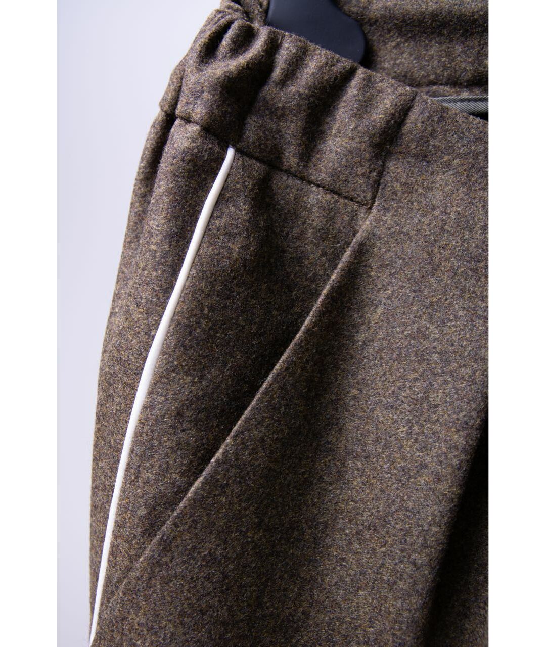 FENDI Хаки шерстяные прямые брюки, фото 4
