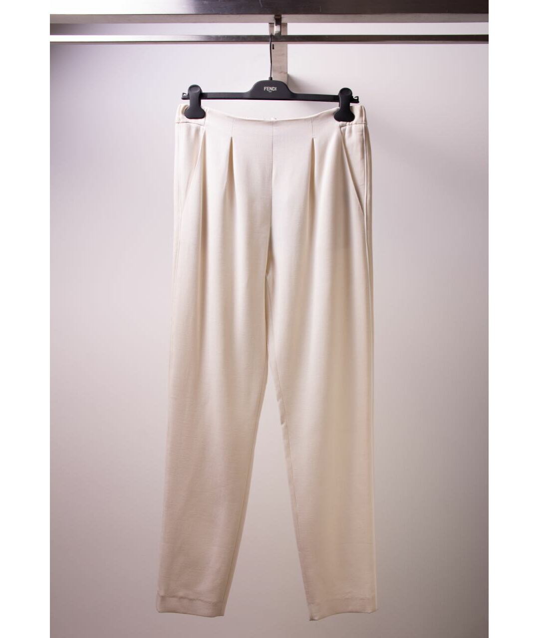 FENDI Белые шерстяные прямые брюки, фото 3