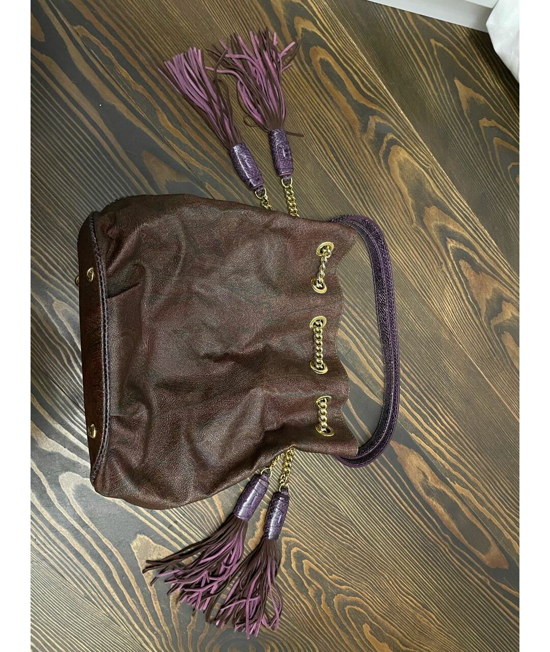 ETRO Фиолетовая кожаная сумка тоут, фото 8