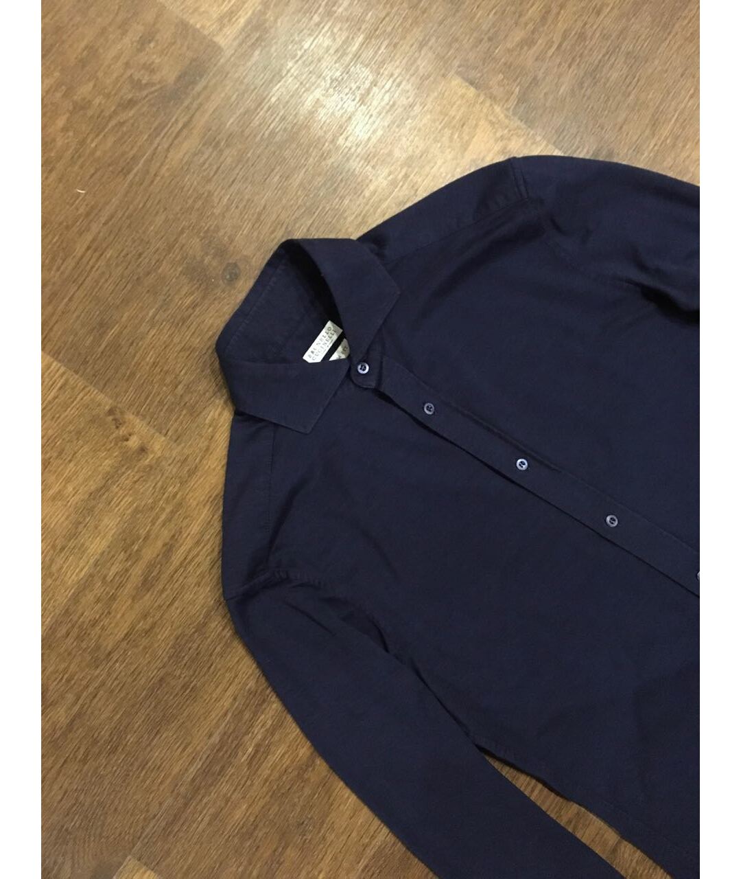 BRUNELLO CUCINELLI Темно-синяя хлопковая кэжуал рубашка, фото 8