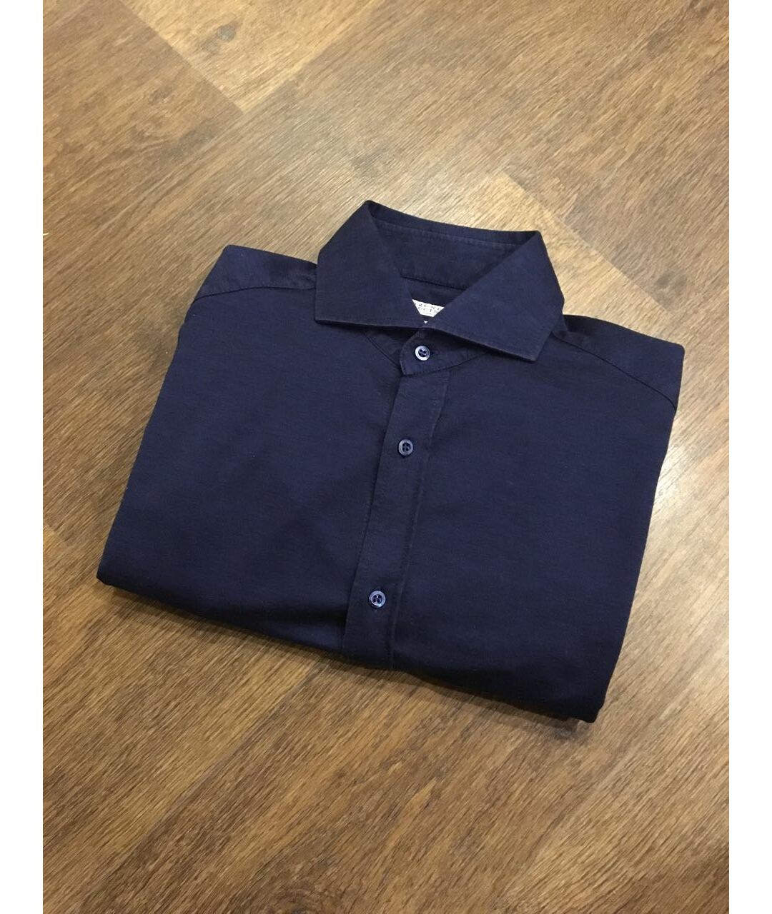 BRUNELLO CUCINELLI Темно-синяя хлопковая кэжуал рубашка, фото 3