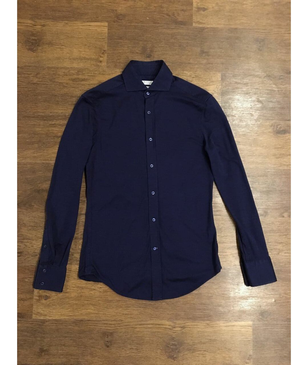 BRUNELLO CUCINELLI Темно-синяя хлопковая кэжуал рубашка, фото 2