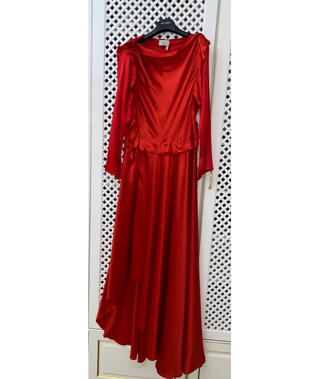 LANVIN Красное шелковое вечернее платье, фото 6