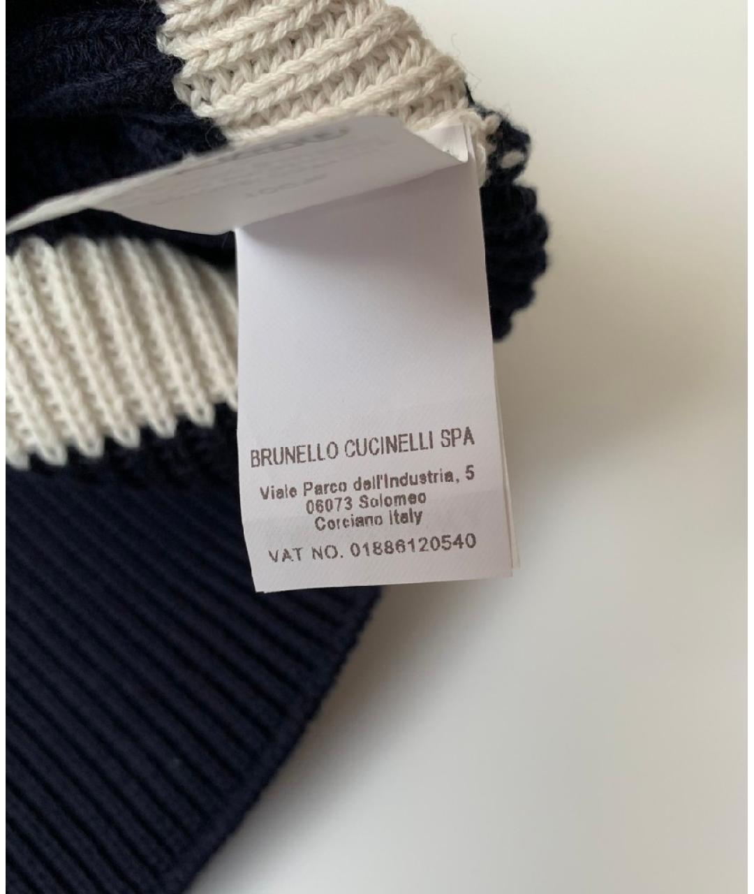 BRUNELLO CUCINELLI Темно-синий хлопковый джемпер / свитер, фото 7